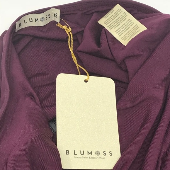 NWT Blumoss Luxury Swim Resort Swimsuit XS Eggplant Deep V Scoop Back Halter - Picture 7 of 9